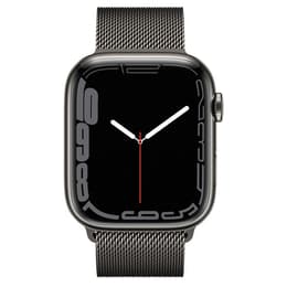 Apple Watch (Series 7) 2021 GPS + Cellular 45 mm - Acero inoxidable Grafito - Pulsera Milanese Loop Gris