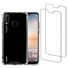 Funda P20 Lite y 2 protectores de pantalla - Plástico reciclado - Transparente