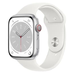 Apple Watch (Series 8) 2022 GPS + Cellular 45 mm - Aluminio Plata - Correa deportiva Blanco