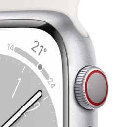 Apple Watch (Series 8) 2022 GPS + Cellular 45 mm - Aluminio Plata - Correa deportiva Blanco