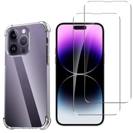 Funda iPhone 14 Pro y 2 protectores de pantalla - TPU - Transparente