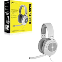 Cascos reducción de ruido gaming con cable micrófono Corsair HS55 - Blanco