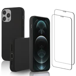 Funda iPhone 12 Pro Max y 2 protectores de pantalla - Silicona - Negro