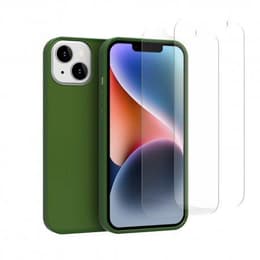 Funda iPhone 14 y 2 protectores de pantalla - Silicona - Verde
