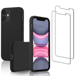 Funda iPhone 11 y 2 protectores de pantalla - Silicona - Negro