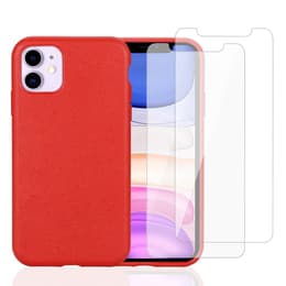 Funda iPhone 11 y 2 protectores de pantalla - Material natural - Rojo