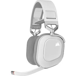 Cascos reducción de ruido gaming con cable + inalámbrico micrófono Corsair HS80 RGB - Blanco