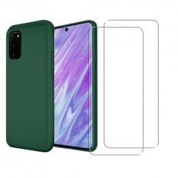 Funda Galaxy S20 y 2 protectores de pantalla - Silicona - Verde