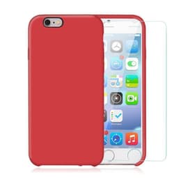 Funda iPhone 6 Plus/6S Plus y 2 protectores de pantalla - Silicona - Rojo