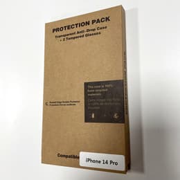 Funda iPhone 14 Pro y 2 protectores de pantalla - Plástico reciclado - Transparente