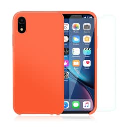 Funda iPhone XR y 2 protectores de pantalla - Silicona - Naranja