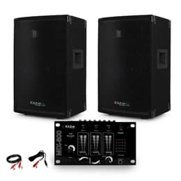 Ibiza Sound Paire d'enceinte Sono passive IBIZA DISCO10B TRAPEZOIDALE 10" 1000W BassReflex + Table de Mix + Câble PC Altavoces PA
