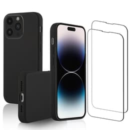 Funda iPhone 15 Pro Max y 2 protectores de pantalla - Silicona - Negro