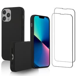 Funda iPhone 13 Pro y 2 protectores de pantalla - Silicona - Negro
