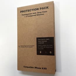 Funda iPhone X/XS y 2 protectores de pantalla - Plástico reciclado - Transparente