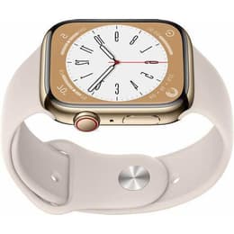 Apple Watch Series 8 (2022) GPS + Cellular 45 mm - Acero inoxidable Oro - Correa deportiva Blanco