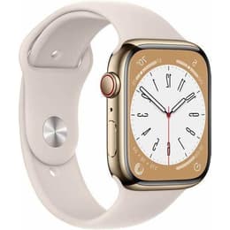 Apple Watch Series 8 (2022) GPS + Cellular 45 mm - Acero inoxidable Oro - Correa deportiva Blanco