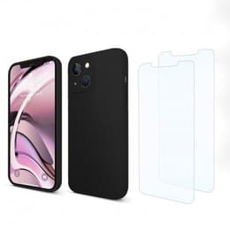 Funda iPhone 13 mini y 2 protectores de pantalla - Silicona - Negro