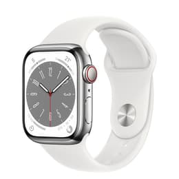 Apple Watch (Series 8) 2022 GPS + Cellular 41 mm - Acero inoxidable Plata - Correa deportiva Blanco