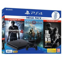 PlayStation 4 Slim 500GB - Negro Mate - Edición limitada Uncharted 4: A Thief´s End + God Of War + The Last of Us: Remastered + Uncharted 4: A Thief´s End + God Of War + The Last of Us: Remastered