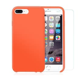 Funda iPhone 7 Plus/8 Plus y 2 protectores de pantalla - Silicona - Naranja