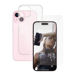 Funda iPhone 15 y pantalla protectora - Silicona - Transparente