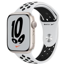 Apple Watch (Series 7) 2021 GPS + Cellular 45 mm - Aluminio Blanco estrella - Correa Nike Sport Blanco/Negro