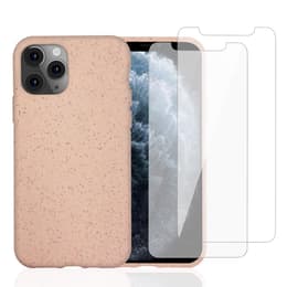 Funda iPhone 11 Pro y 2 protectores de pantalla - Material natural - Rosa