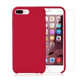 Funda iPhone 7 Plus/8 Plus y 2 protectores de pantalla - Silicona - Rojo