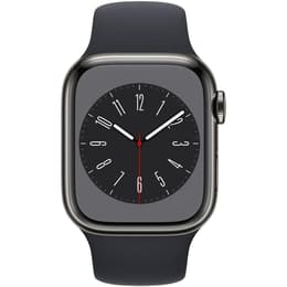 Apple Watch Series 8 (2022) GPS + Cellular 41 mm - Acero inoxidable Plata - Correa deportiva Negro