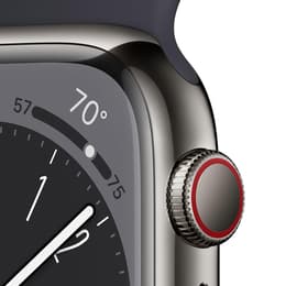 Apple Watch Series 8 (2022) GPS + Cellular 41 mm - Acero inoxidable Plata - Correa deportiva Negro