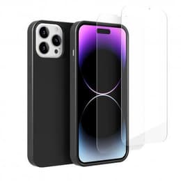 Funda iPhone 14 Pro Max y 2 protectores de pantalla - Silicona - Negro