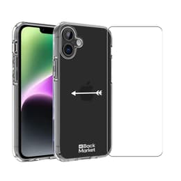 Back Market Funda iPhone 16 y pantalla protectora - 60% Plástico reciclado - Transparente