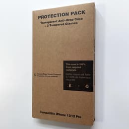 Funda iPhone 12/12 Pro y 2 protectores de pantalla - Plástico reciclado - Transparente