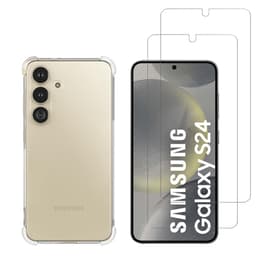 Funda Samsung Galaxy S24 y 2 protectores de pantalla - TPU - Transparente