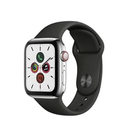 Apple Watch Series 5 (2019) GPS + Cellular 44 mm - Acero inoxidable Plata - Correa deportiva Negro