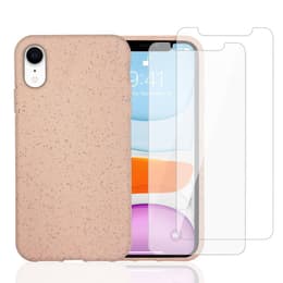 Funda iPhone XR y 2 protectores de pantalla - Material natural - Rosa