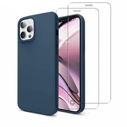 Funda iPhone 13 Pro y 2 protectores de pantalla - Silicona - Azul