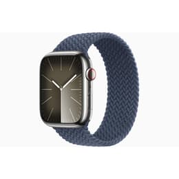 Apple Watch (Series 8) 2022 GPS + Cellular 45 mm - Acero inoxidable Gris - Correa Solo Loop trenzada Azul
