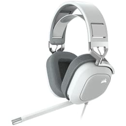 Cascos reducción de ruido gaming con cable + inalámbrico micrófono Corsair HS80 - Blanco