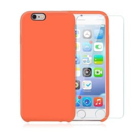 Funda iPhone 6/6S y 2 protectores de pantalla - Silicona - Naranja