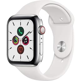 Apple Watch (Series 5) 2019 GPS + Cellular 44 mm - Acero inoxidable Plata - Deportiva Blanco