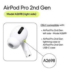 Apple Auricular derecho (Lightning MagSafe) - AirPods Pro 2.a generación (2022) - Blanco (A2698)
