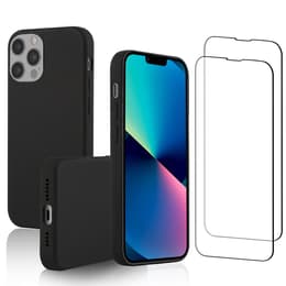 Funda iPhone 13 Pro Max y 2 protectores de pantalla - Silicona - Negro