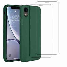 Funda iPhone XR y 2 protectores de pantalla - Silicona - Verde