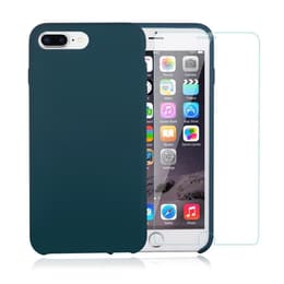 Funda iPhone 7 Plus/8 Plus y 2 protectores de pantalla - Silicona - Verde azulado