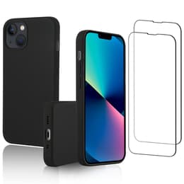 Funda iPhone 13 mini y 2 protectores de pantalla - Silicona - Negro
