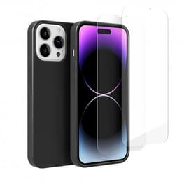 Funda iPhone 14 Pro y 2 protectores de pantalla - Silicona - Negro