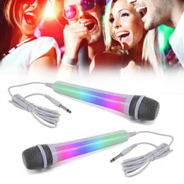 Pack Karaoké 2 Microphones filaires dynamiques - White - Effet lumineux Disco - MR ENTERTAINER G158BG Accesorios