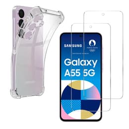 Funda Galaxy A55 5G y 2 protectores de pantalla - TPU - Transparente
